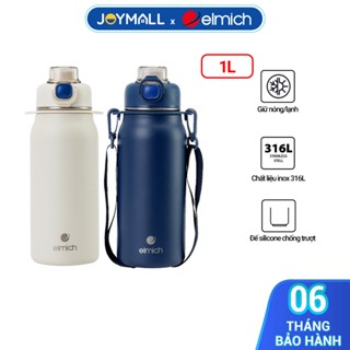 Bình giữ nhiệt inox 316 Elmich EL8331 1L, Hàng chính hãng, kèm ống hút silicone, có dây đeo -JoyMall