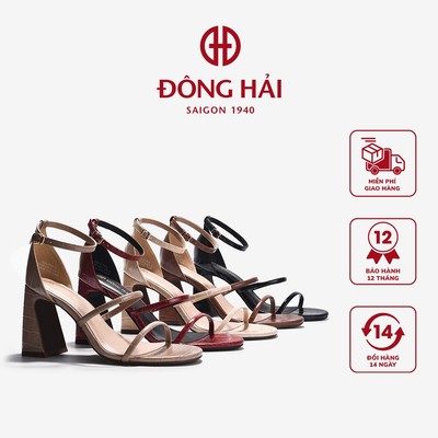  Giày Sandal Cao Gót Đông Hải Ankle-Strap Da Vân - G81S3