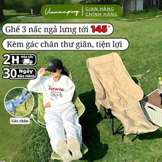Ghế Gấp Gọn Camping Chịu Tải 150g Có 3 Nấc Tựa Lưng Thoải Mái, Ghế Có Gác Chân Du Lịch Thư Giãn