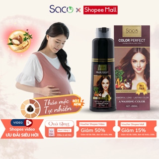 Dầu gội nhuộm tóc cho bà bầu Saco 250ml, thành phần thảo dược thiên nhiên, không gây ngứa, dị ứng