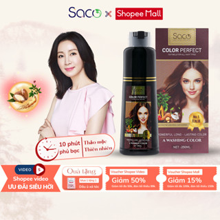 Dầu gội phủ bạc thảo dược chính hãng SACO, thành phần nhân sâm tự nhiên, nhuộm tóc đen sau 15p