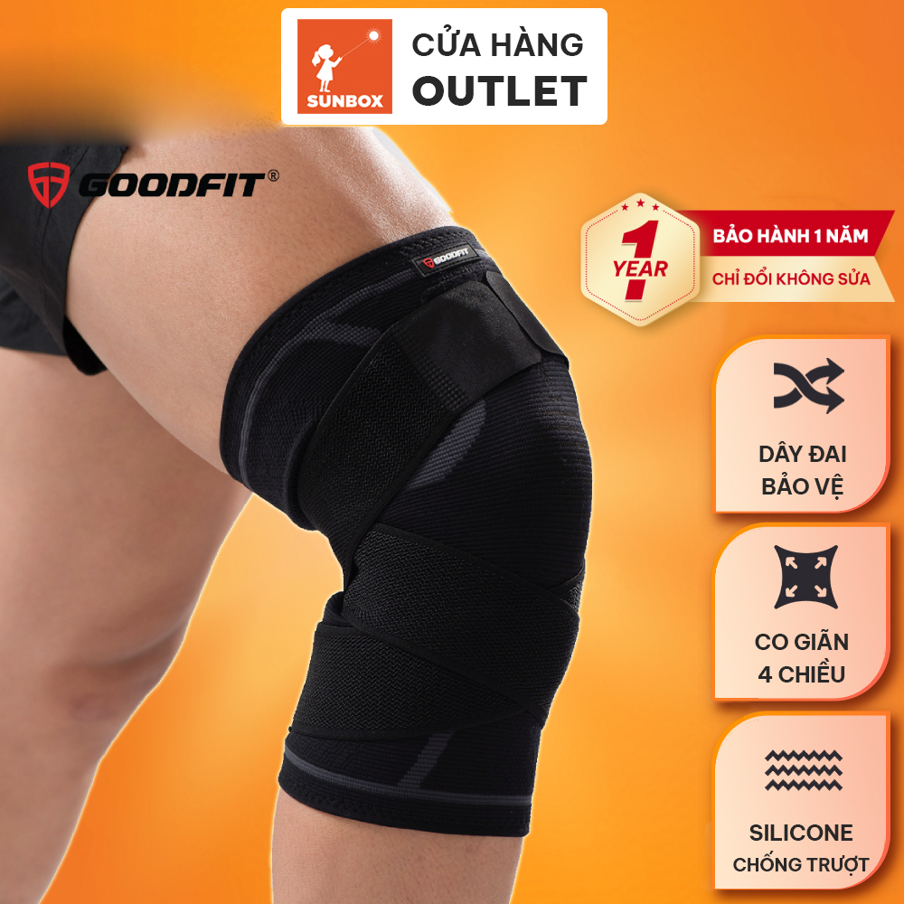 Bó gối, băng gối thể thao GoodFit co giãn 4 chiều, bó gối bóng chuyền kèm dây quấn trợ lực GF511K