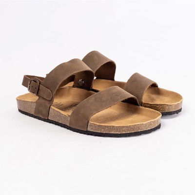 Sandal Birken Đế Trấu BIOLINE Official Thiết Kế Unisex Hai Quai Ngang Da Bò - D15