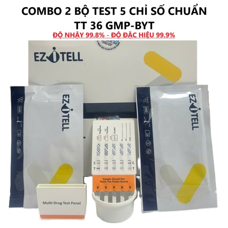Que Test Ma Túy 5 Chân Multi _Drugs 5 Rapid Test  combo 2 Bộ [ MOP/MDMA/MET/THC/KET/HR] Nhập Đức