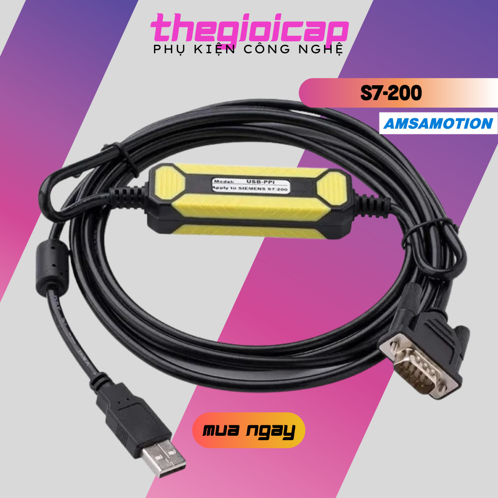 Cáp lập trình PLC USB-PPI Siemens Amsamotion S7-200