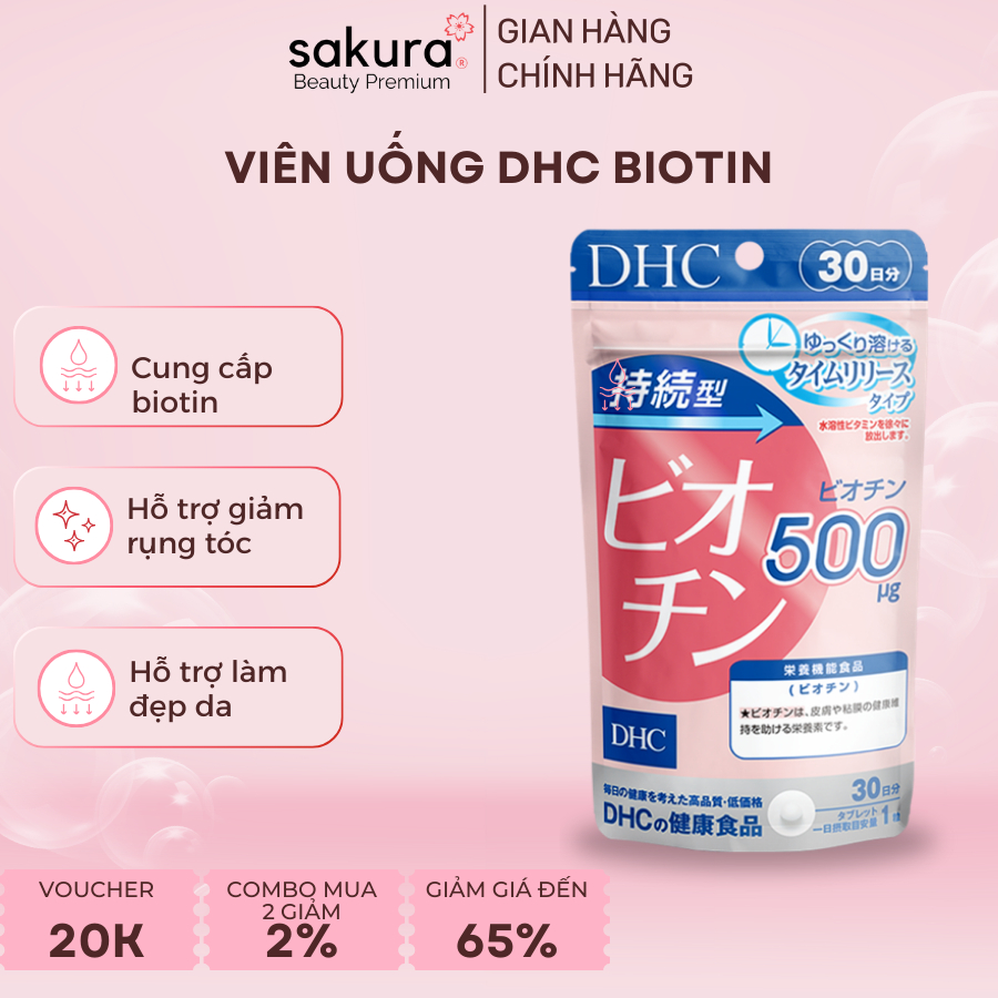 Viên uống DHC Biotin 30 ngày ngăn ngừa rụng tóc, hỗ trợ làm đẹp da
