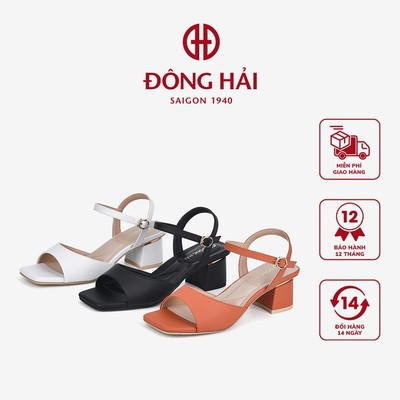 Giày Sandal Cao Gót Nữ Đông Hải Gót Vuông Quai Ngang Cách Điệu 6cm - S81Q4