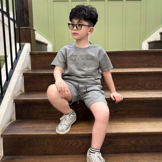 Bộ quần áo bé trai UMA KIDS dập chữ nổi 1977 chất da lộn cao cấp phong cách cá tính kiểu dáng UMK04