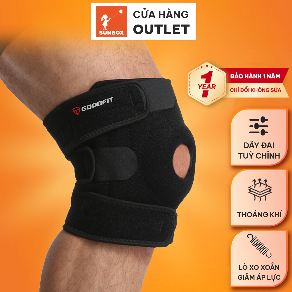 Băng gối thể thao GoodFit GF515K dày dặn, 3 đai dán, thoáng khí, giúp phòng tránh chấn thương