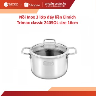 [LIFEMCMBP4 -12% đơn 250K] Nồi Inox 3 lớp đáy liền Elmich Trimax classic 2405OL size 16cm