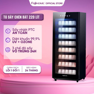 Tủ sấy chén bát FUJIHOME khử trùng diệt khuẩn dung tích 220L, máy sấy khô tiệt trùng UV công nghiệp cho sapa, khách sạn