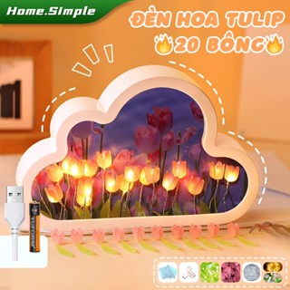 20 bông hoa Dèn hoa tulip đèn ngủ hoa LED-Gương trang điểm,dùng pin hoặc sạc USB
