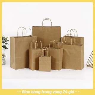 [50 cái] Túi giấy kraft có quai túi giấy xi măng túi quà giấy túi giấy đựng quà
