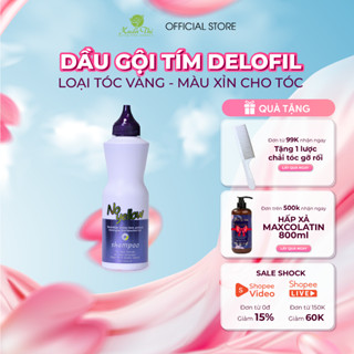 Dầu gội tím khử vàng tóc tẩy giữ màu tóc nhuộm làm mềm mượt tóc Delofil No Yellow 500ml - Mỹ phẩm Xuân Thì