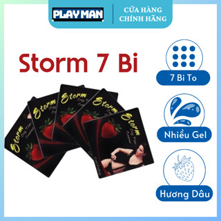 Hộp 1 Bao Cao Su Bi STORM - 7 Bi Lớn, Hương Dâu Bi Lớn Kich Thích Mạnh Mẽ Cho Phái Nữ.