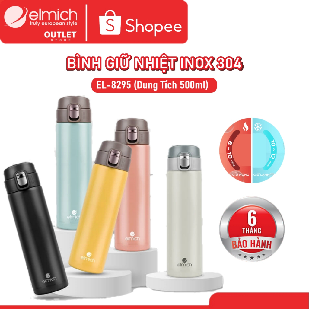 Bình Giữ Nhiệt 500ml Elmich EL-8295 | Bình Nước Giữ Nhiệt INOX 304, Elmich Chính Hãng