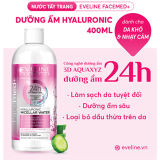 Nước Tẩy Trang EVELINE COSMETICS Hoạt Chất Hyaluronic Dưỡng Ẩm Cho Da Khô Nhạy Cảm 400ml