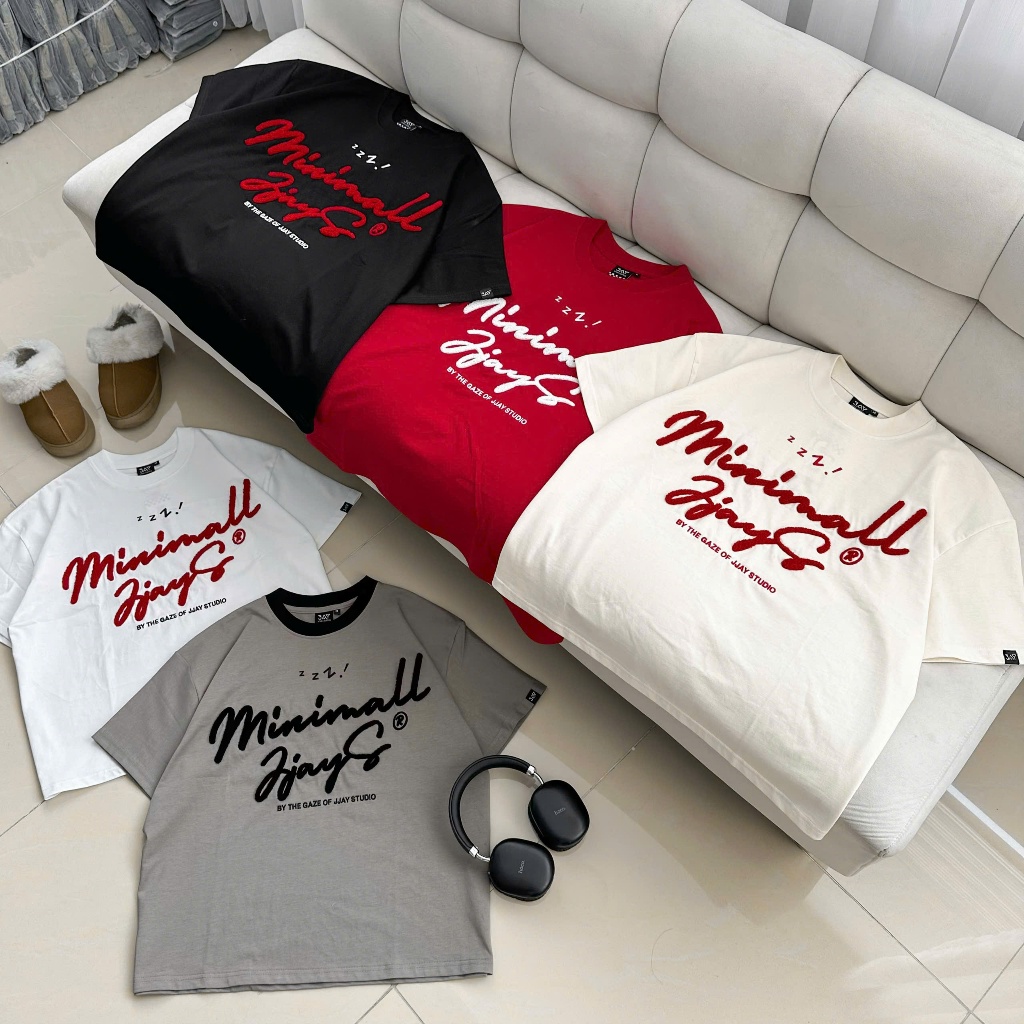 MINIMAL tee form boxy - Áo thun cổ tròn Thêu xù form rộng nam nữ unisex 🖤 Áo phông boxy Brand Jaystoree | BigBuy360 - bigbuy360.vn