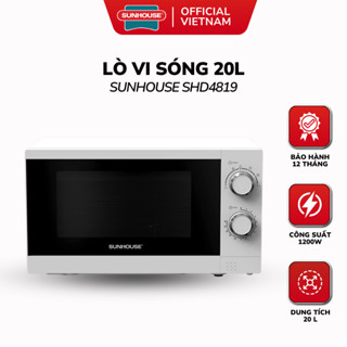 Lò Vi Sóng 20L Sunhouse SHD4819 - Công Suất 1200W - Kính 2 Lớp - 6 Chế Độ Nấu - Bảo Hành 12 Tháng