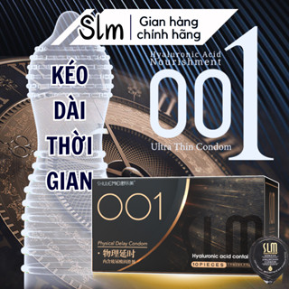 Bao Cao Su Kéo Dài Quan Hệ Gân Gai SLM Siêu Mỏng 001 Cao Cấp, Nhiều Gel - Hộp 10 bcs
