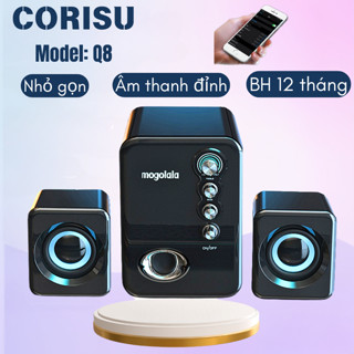 Loa máy tính mini 2.1 Corisu Q8 tích hợp đèn led siêu đẹp, âm thanh cực đỉnh Bảo hành 12 Tháng
