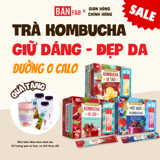 [Tặng bình] Trà Kombucha 5 vị Đào, Táo, Chanh, Lựu, Việt Quất, Không Calo, Hỗ Trợ Giảm Cân