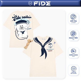 Áo thun FIDE JoyBear unisex form rộng đính gấu local brand cổ tròn oversize - AT152 (Tặng gấu)