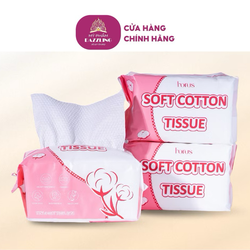 Combo 3 Gói Khăn khô đa năng Horus Soft Cotton Tissue 80 tờ