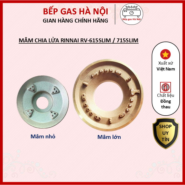 Bộ Mâm Chia Lửa Bếp Gas Rinnai 615Slim, 715Slim (Cả Mặt Men và Mặt Kính)
