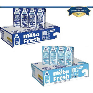 Thùng 48 hộp 180ml sữa tươi chứa sữa non Nutricare Meta FRESH có đường và ít đường