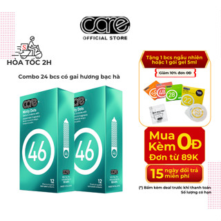 Combo 24 Bao Cao Su Kéo Dài Quan Hệ CARE 46 Bcs Có Gai Hương Bạc Hà, Siêu Mỏng, Nhiều Gel Bôi Trơn