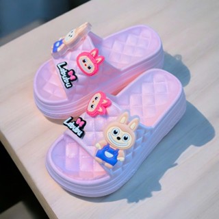  Dép bánh mì có đèn cho bé gái hình thỏ Labubu cho bé gái- ĐÈN NHẤP NHÁY CARO đế chống trơn 