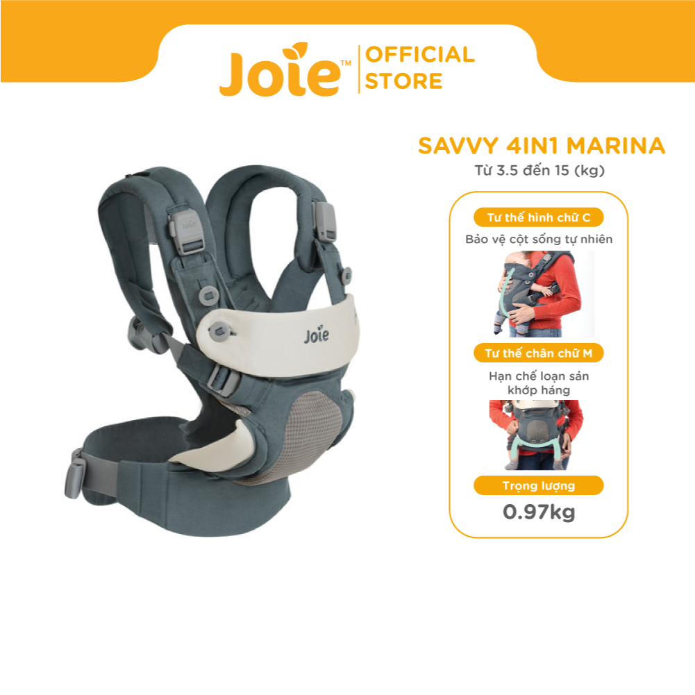 Địu Em Bé Joie Savvy 4 Tư Thế Vải Cotton Dễ Dàng Sử Dụng Dành Cho Bé Từ Sơ Sinh Đến 15kg