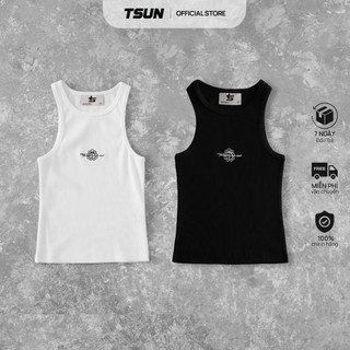  Áo Ba Lỗ Nữ tanktop ôm body sexy Trắng và Đen - Brand TSUN Chính Hãng - Cotton thun bo gân co giản 