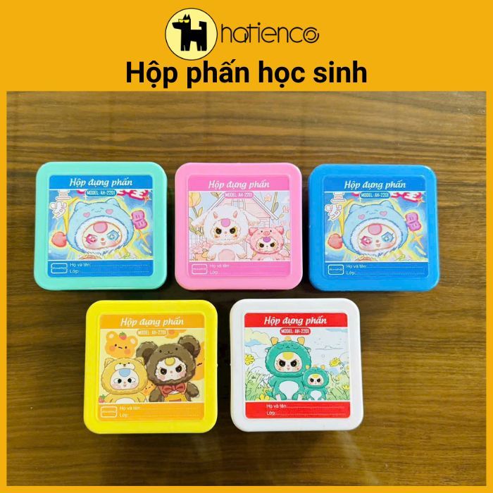 Combo 5 Hộp phấn học sinh kèm mút bôi bảng tiện lợi dễ thương