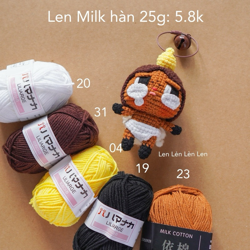 [Siêu rẻ] Len Milk Cotton Hàn Nhí 25g-chuyên móc thú bông mini, hoa nhỏ [Len Lẻn Lèn Len Shop]