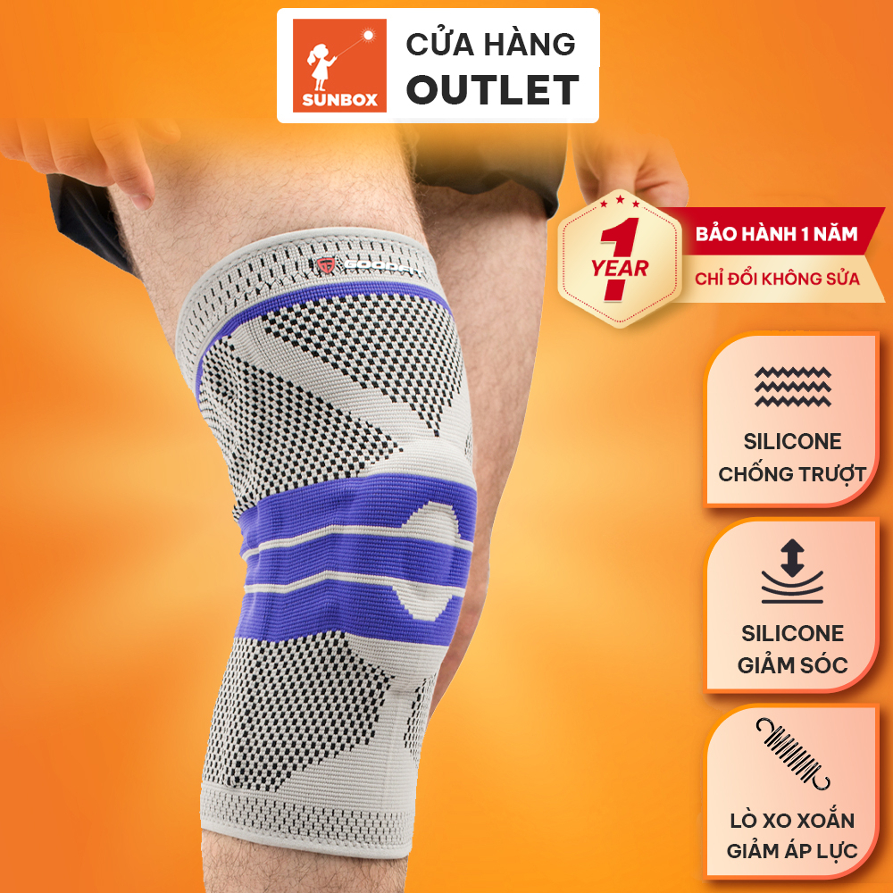 Bó gối thể thao đệm silicone, co giãn 4 chiều, thanh trợ lực lò xo GoodFit GF513K