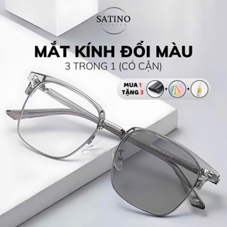 Kính mắt SATINO EYEWEAR gọng vuông kim loại chống ánh sáng xanh uv sang trọng cao cấp cho nam S15