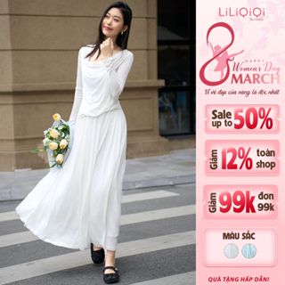Đồ Bộ Nữ Set Chân Váy Dài Mix Áo Dài Tay Cổ Đổ Nữ Tính LiLiQiQi By LeeGi Đi Chơi Đi Dạo - AV825