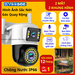 Camera Yoosee Wifi 2 Mắt Ngoài Trời Chống Nước IP66  Q42D chất lượng 16Mpx Rõ Nét- Ban Đêm Có Màu - Bảo Hành 12 tháng