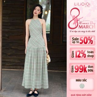 Váy Yếm Đũi Kẻ Sọc Caro Dáng Xoè Dài LiLiQiQi By LeeGi - DD861