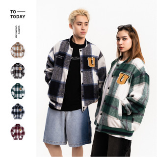 Áo Khoác Varsity Bomber Jacket Nam Nữ Unisex, Thêu Xù Chất Lượng Cao Cấp TOTODAY Caro U
