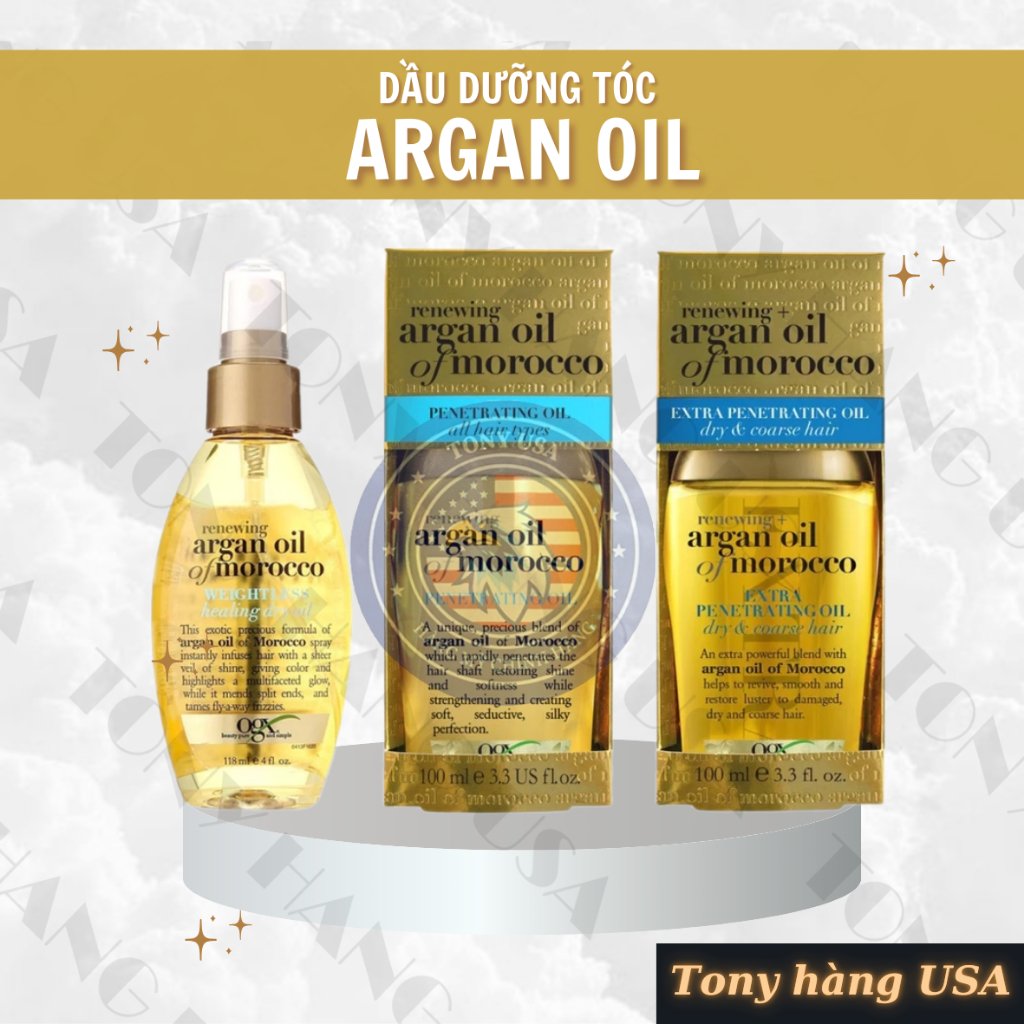 Dầu Dưỡng Tóc OGX Argan Oil Of Morocco 100ml Của Mỹ Cho Tóc Bóng Mượt, Chắc Khỏe - Tony US Mart