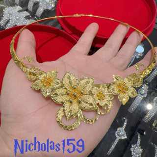  Kiềng cưới hoa màu vàng 24 Nicholas159 sáng đẹp bền màu kèm hộp  