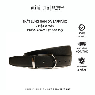 Thắt Lưng Nam MINI-MO Chất Liệu Da SAFFIANO Thiết Kế 2 Mặt 2 Màu Tích Hợp Khóa Xoay