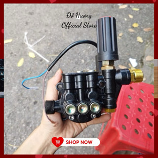 Đầu bơm máy rửa xe gia đình, đầu bơm áp lực ( ĐẦU BƠM CÓ CHỈNH ÁP KÈM RƠ LE ĐIỆN )