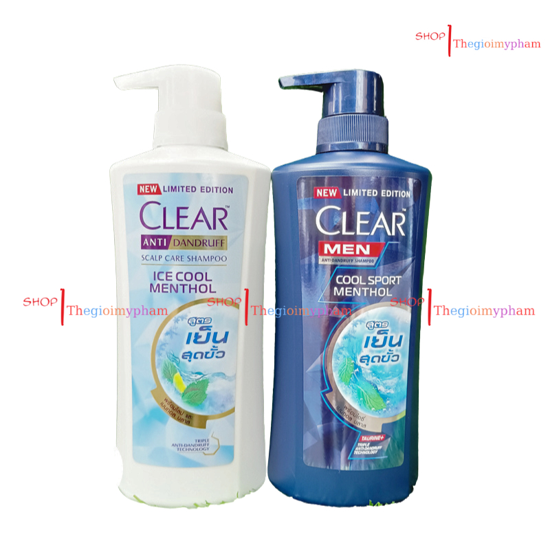 Dầu Gội Clear Men Và Clear Bạc Hà Thái 400ml/390ml