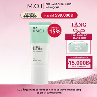 [GIẢM 70K+TẶNG TÚI] Kem chống nắng thuần chay Da by M.O.I Vegan Sun Milk SPF50 PA++++ 50ml