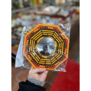 Gương Bát Quái Gỗ Tiên Thiên Phong Thủy Tráng Hợp Kim Bền Màu Treo Ngoài Trời Chặn Điềm Xấu