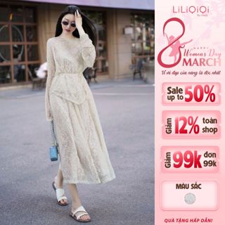 Set áo ren cánh dơi mix chân váy xoè dài sang chảnh đi tiệc đi chơi LiLiQiQi By LeeGi - AV836